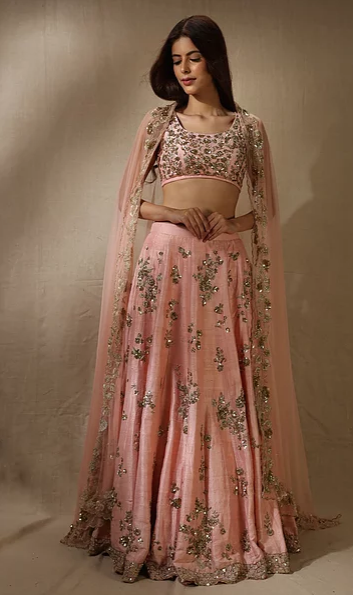 Astha Narang Pink Sequins and Zari Work Lehenga - The Grand Trunk