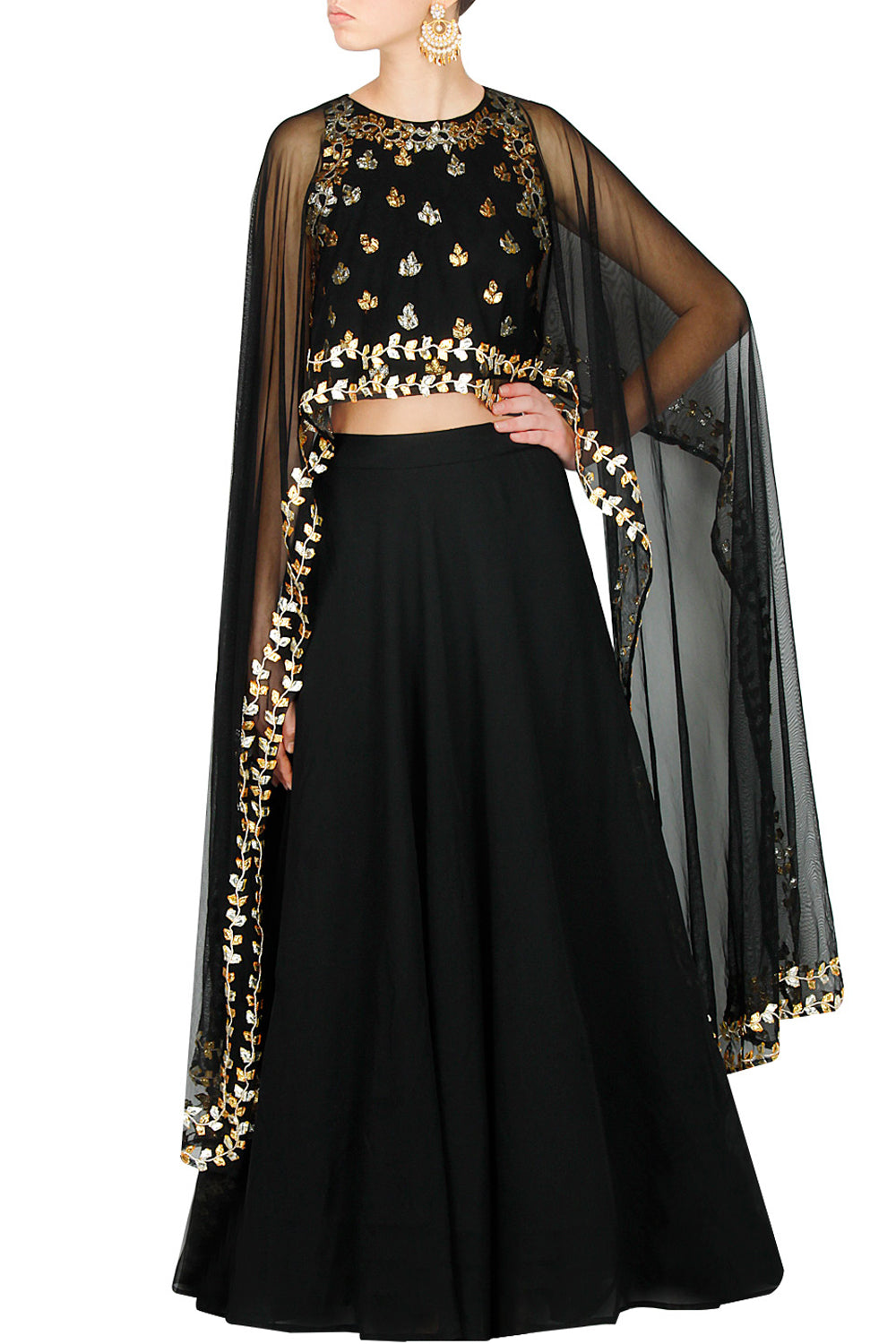 Black gota pati lengha set - The Grand Trunk