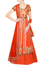 Load image into Gallery viewer, Orange jacket lengha - The Grand Trunk