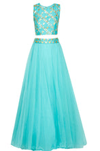Load image into Gallery viewer, Aqua Blue crop top set - The Grand Trunk