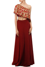 Load image into Gallery viewer, Maroon top &amp; skirt set - The Grand Trunk
