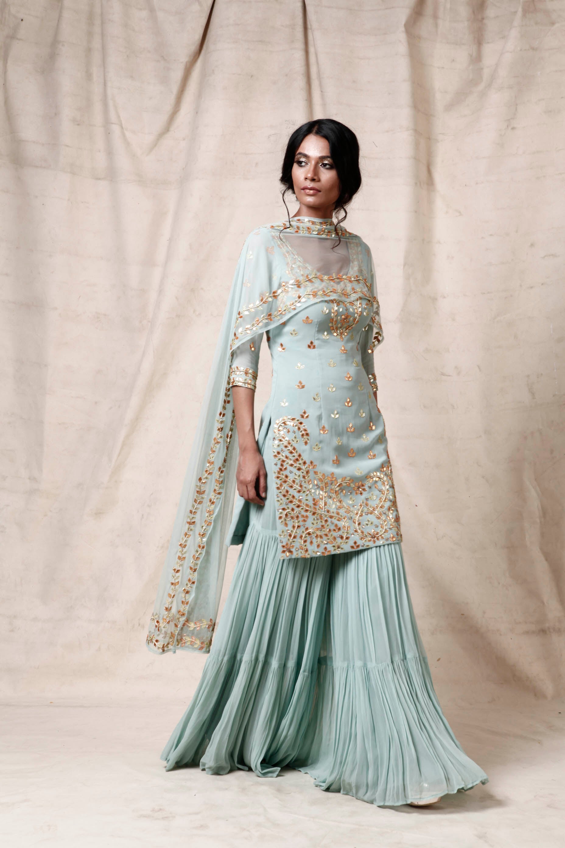 Ice blue  sharara  set - The Grand Trunk