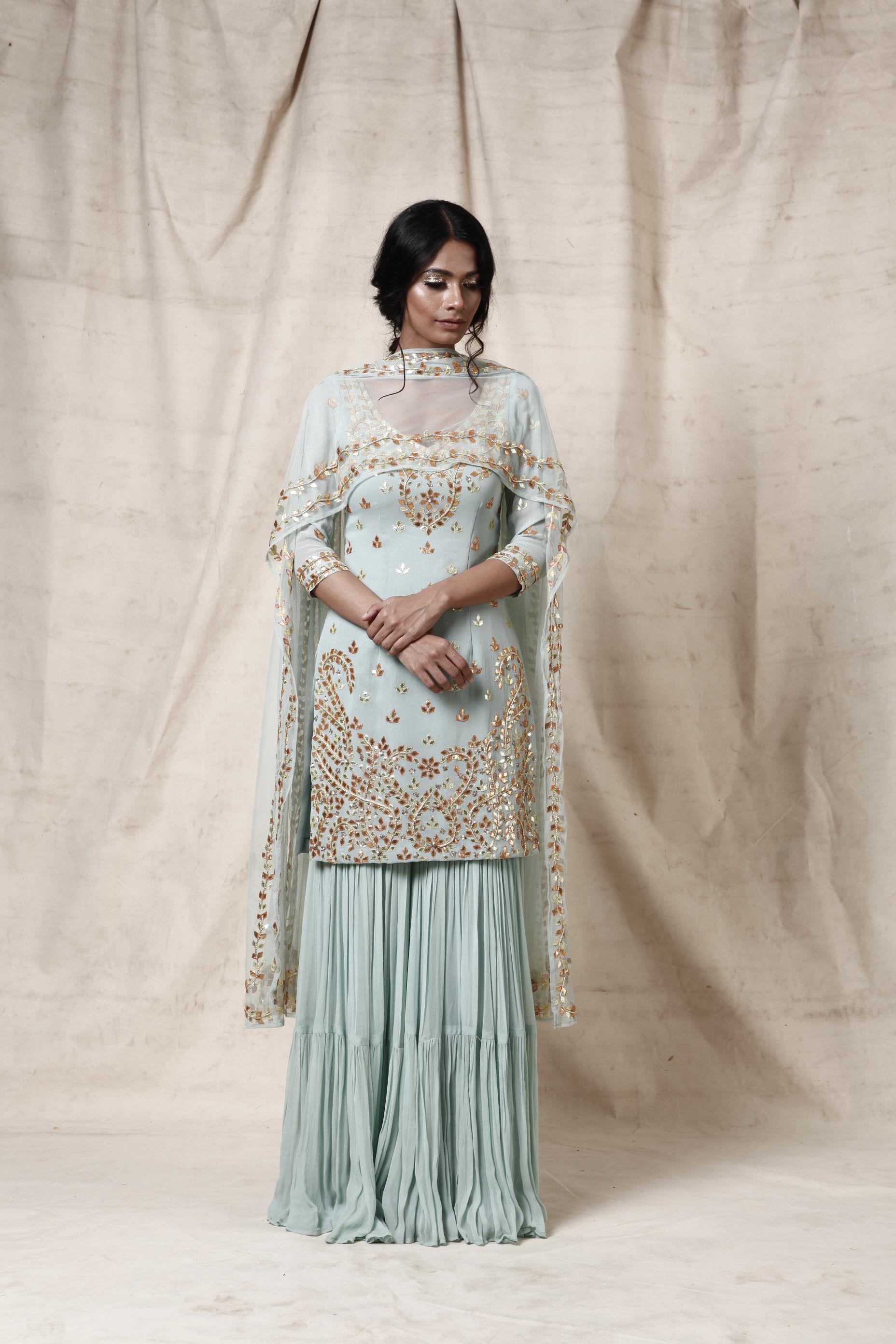 Ice blue  sharara  set - The Grand Trunk