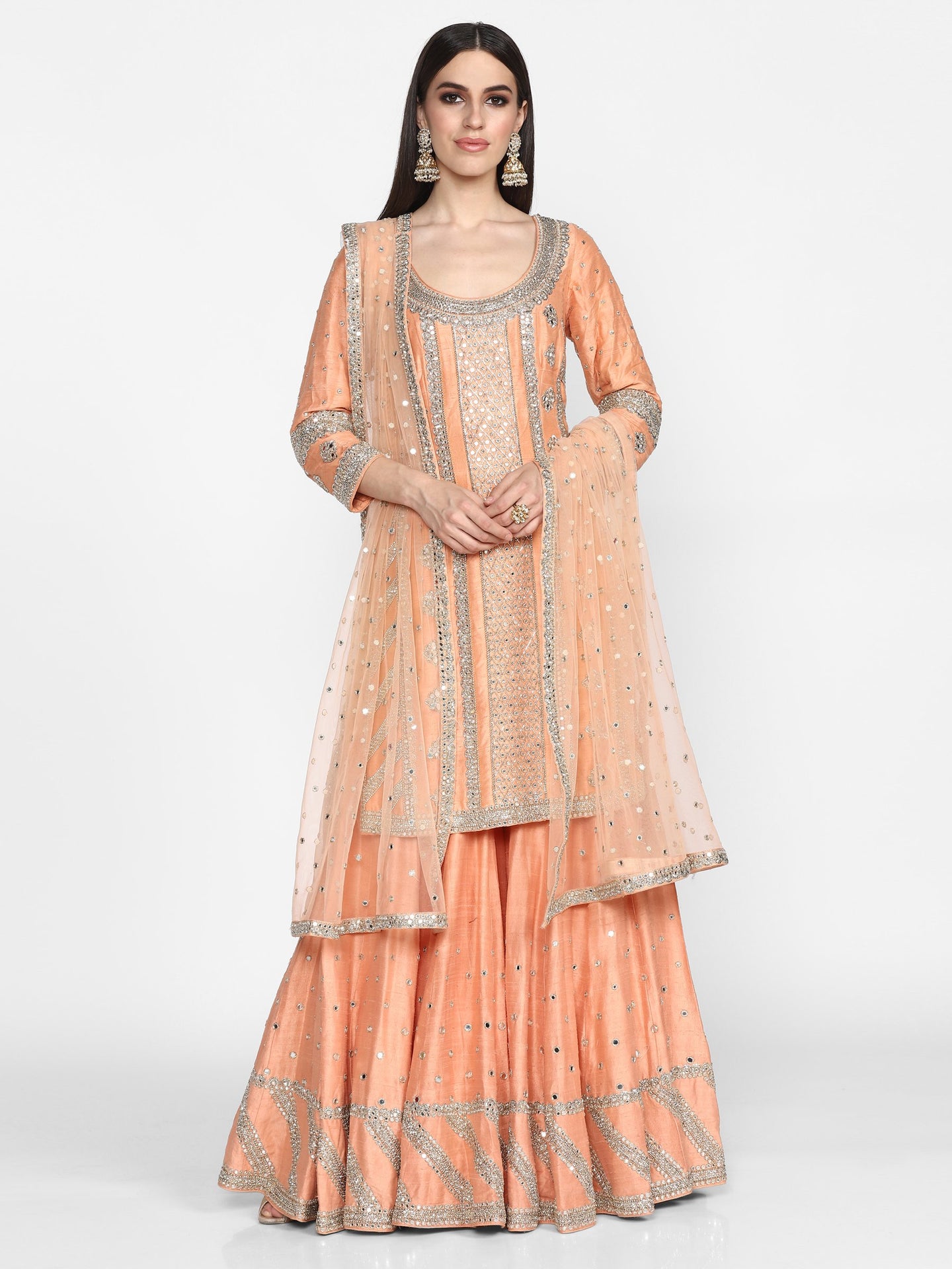 Abhinav Mishra Peach Sharara Set - The Grand Trunk