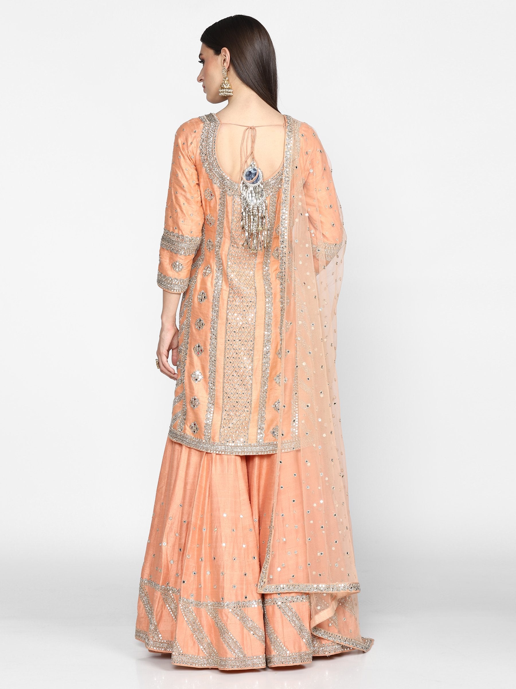 Abhinav Mishra Peach Sharara Set - The Grand Trunk
