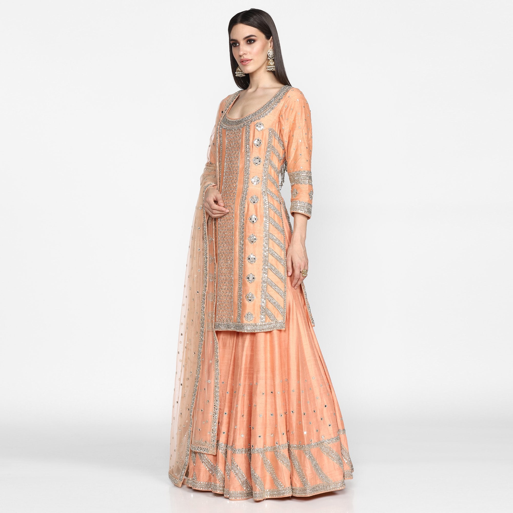 Abhinav Mishra Peach Sharara Set - The Grand Trunk