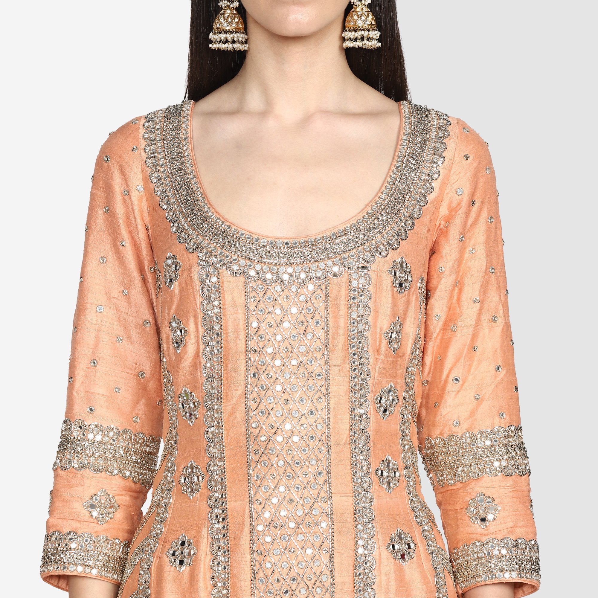 Abhinav Mishra Peach Sharara Set - The Grand Trunk