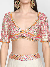 Load image into Gallery viewer, Abhinav Mishra  Poweder blue and pink, orange Lehenga Set - The Grand Trunk