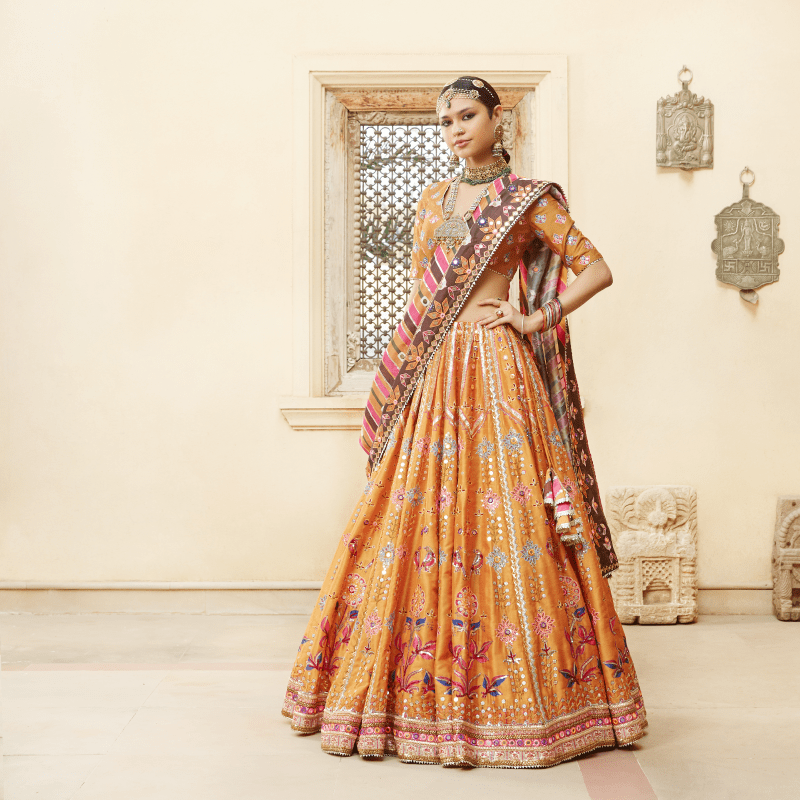 Mayyur Girotra- Orange lehenga set - The Grand Trunk