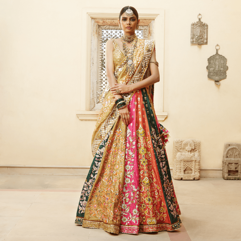 Mayyur Girotra - silk multipannel lehenga set - The Grand Trunk