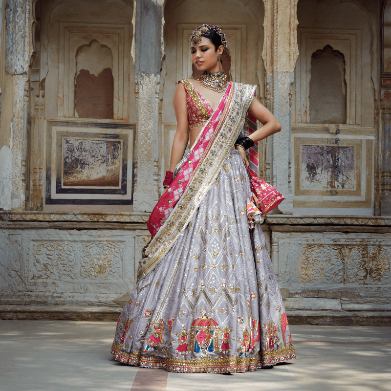 Mayyur Girotra - grey lehenga set - The Grand Trunk