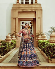 Load image into Gallery viewer, Mayyur Girotra - blue lehenga set - The Grand Trunk