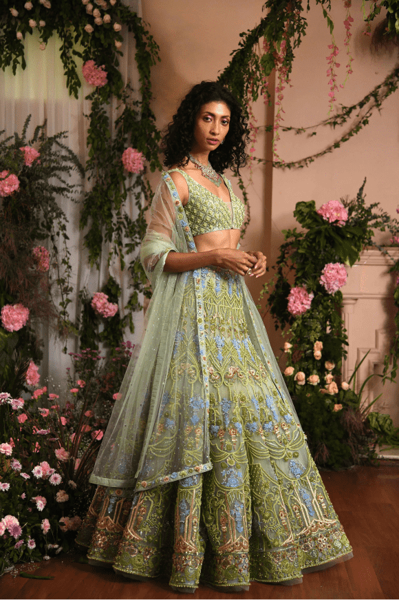 Renu Tandon -light Green lehenga Set - The Grand Trunk