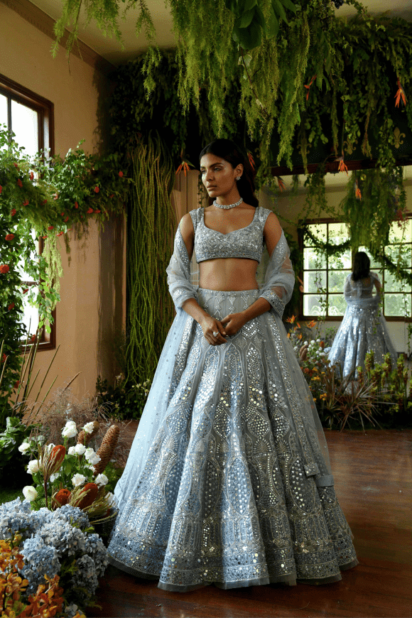 Renu Tandon - Aqua Lehenga Set - The Grand Trunk