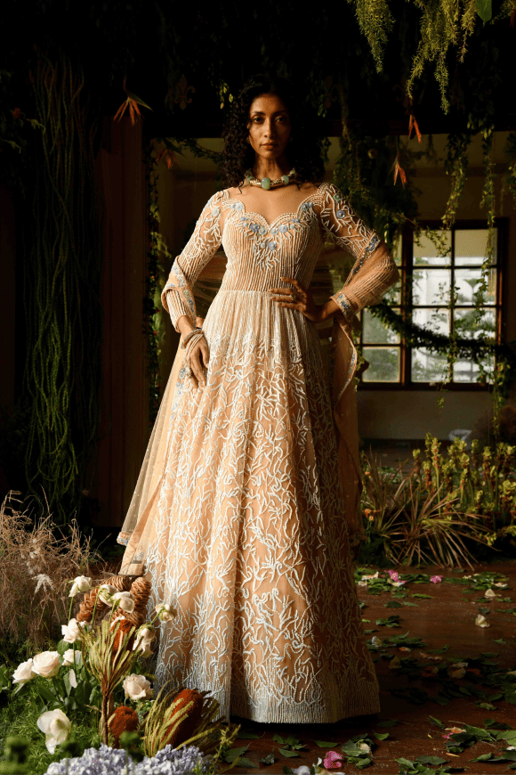 Renu Tandon - Beige Anarkali - The Grand Trunk