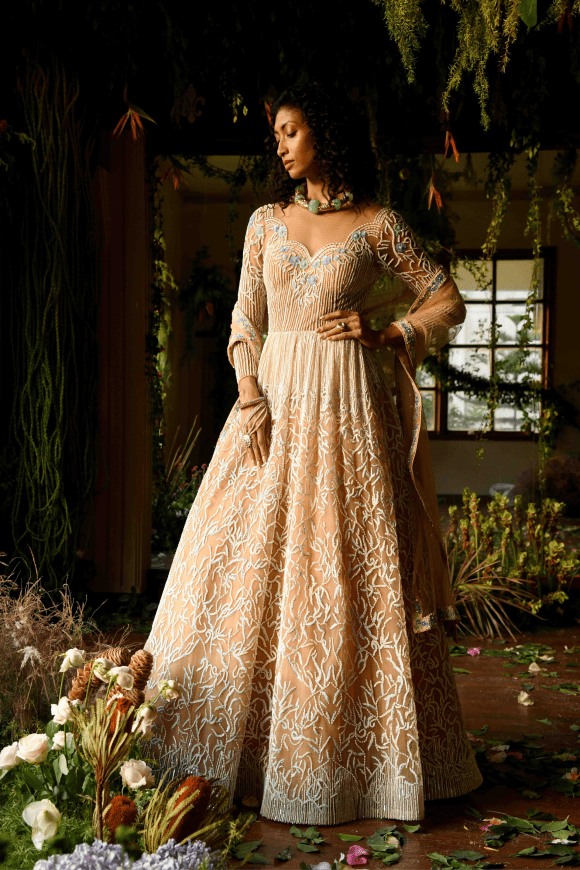 Renu Tandon - Beige Anarkali - The Grand Trunk