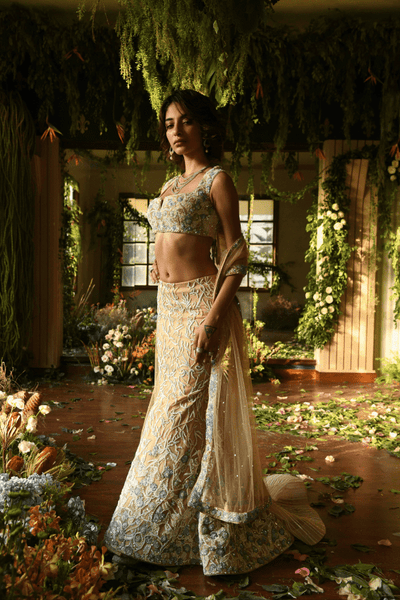 Renu Tandon - Nude Lehenga Set - The Grand Trunk