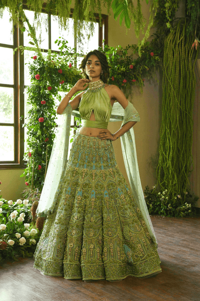 Renu Tandon - Light Green Lehenga Set - The Grand Trunk