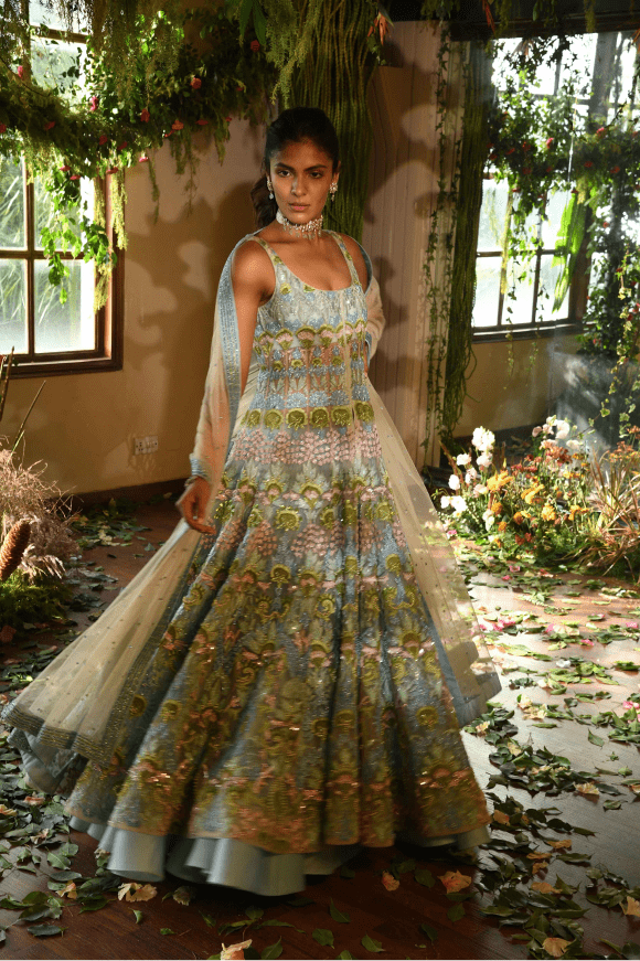 Renu Tandon - Mint Green jacket lehenga set - The Grand Trunk