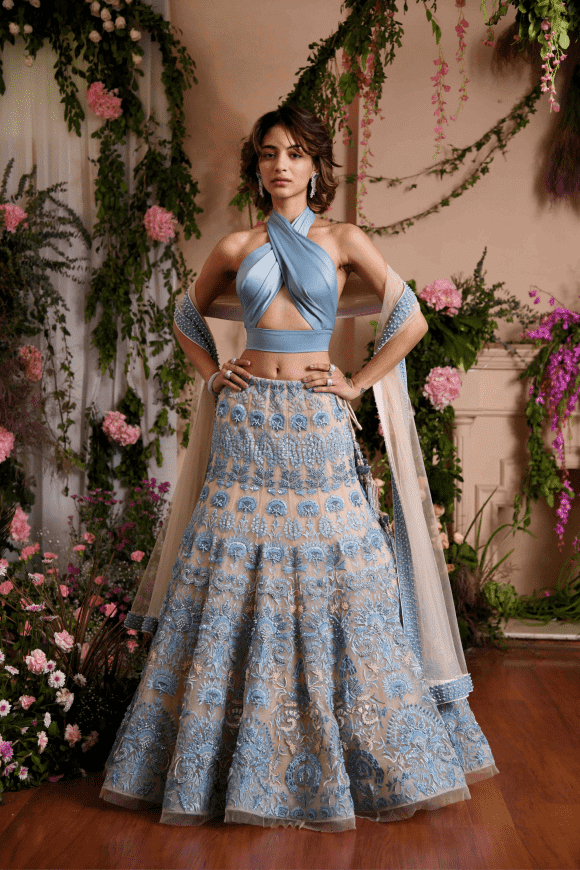 Renu Tandon - Aqua lehenga Set - The Grand Trunk
