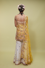 Load image into Gallery viewer, MUSTARD KURTA WITH IVORY GHARARA - The Grand Trunk