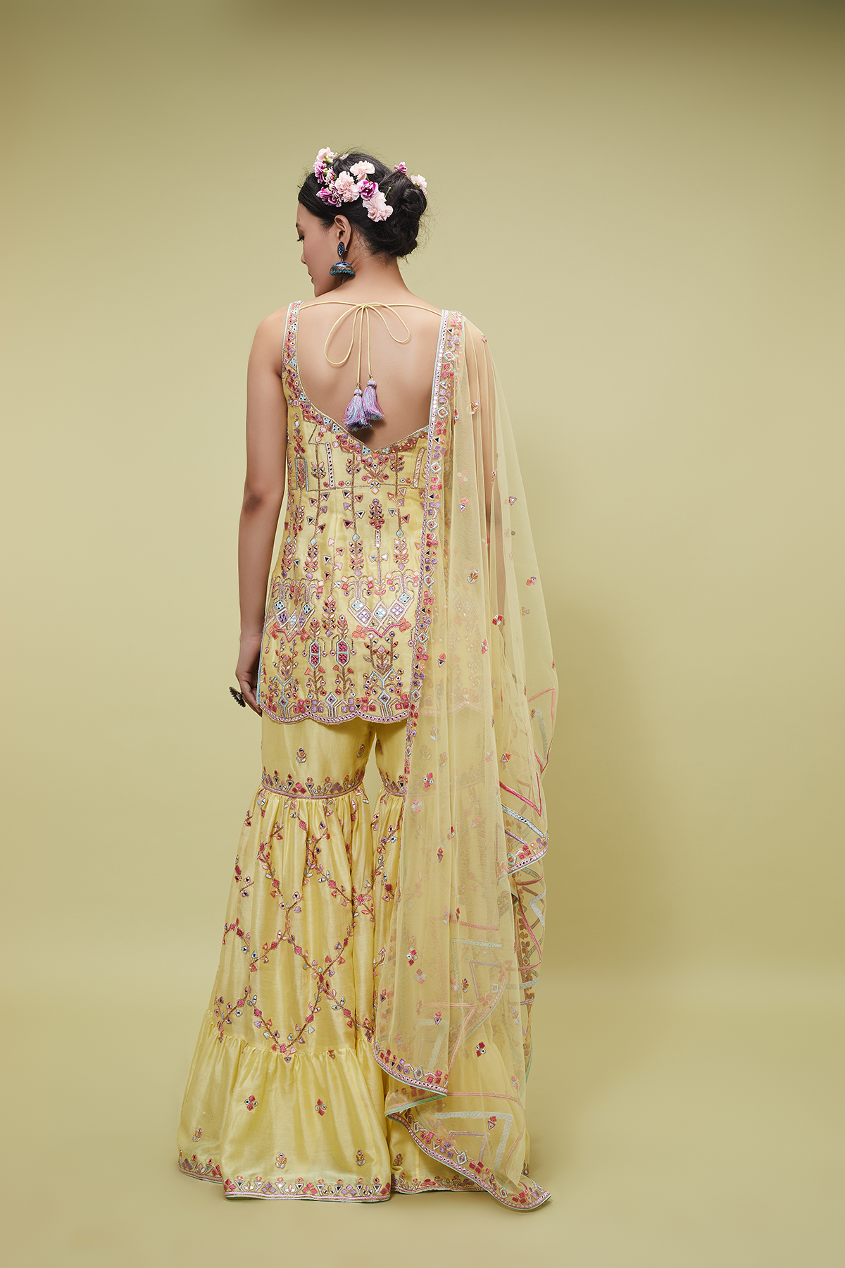 YELLOW RESHAM GHARARA SET - The Grand Trunk