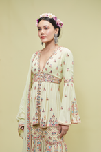 Load image into Gallery viewer, GREEN GEORGETTE GHARARA SET - The Grand Trunk