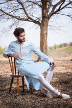 Load image into Gallery viewer, Powder blue kurta with neck embroidery - The Grand Trunk