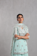 Load image into Gallery viewer, Esha Koul Aqua blue Embroidered Sharara Set - The Grand Trunk