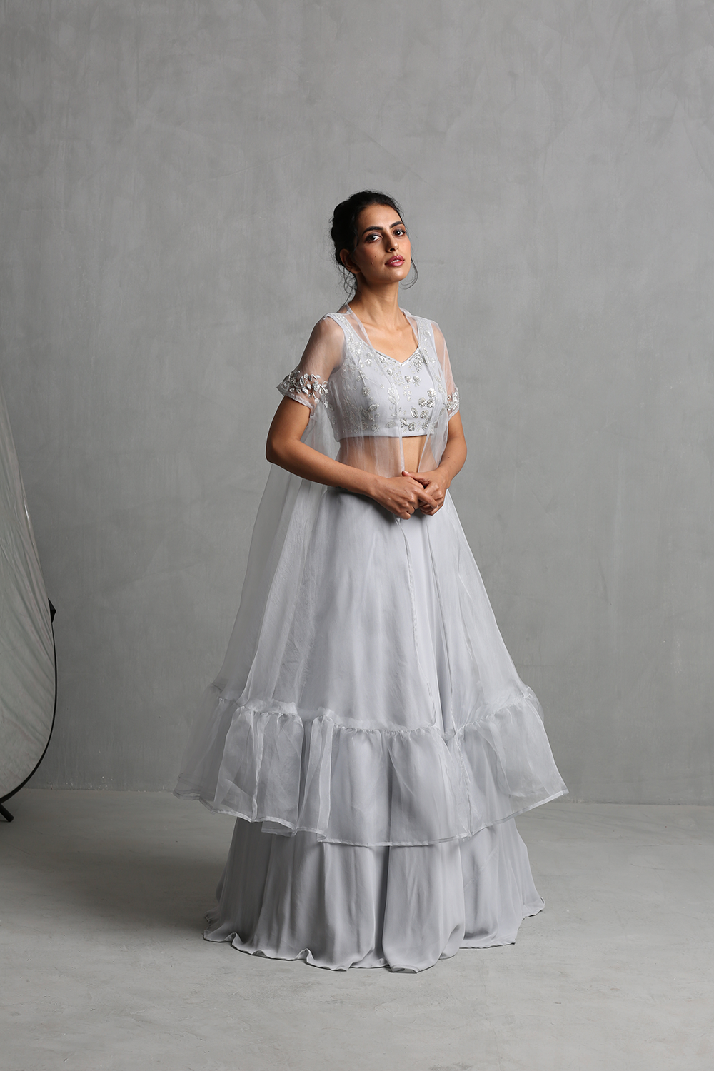 Grey Embroidered Cape Set - The Grand Trunk
