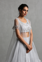Load image into Gallery viewer, Grey Embroidered Cape Set - The Grand Trunk