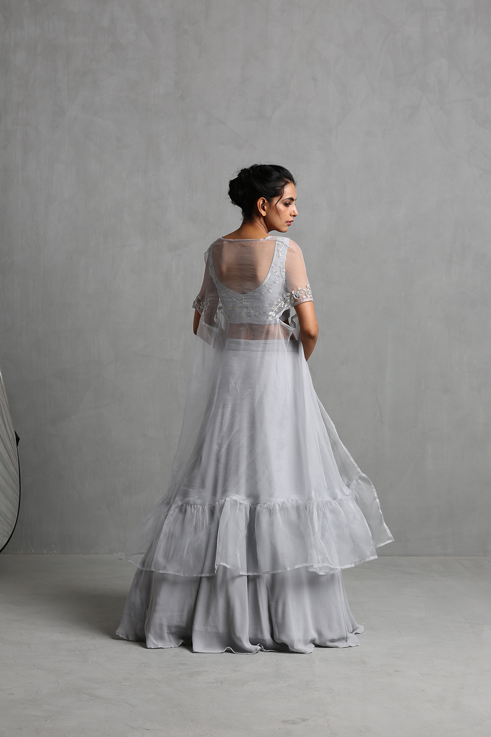 Grey Embroidered Cape Set - The Grand Trunk