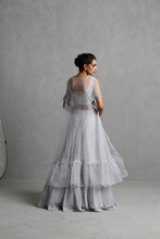 Load image into Gallery viewer, Grey Embroidered Cape Set - The Grand Trunk