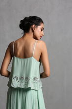 Load image into Gallery viewer, Mint green Spaghetti Crop Top &amp; Plazzo Set - The Grand Trunk
