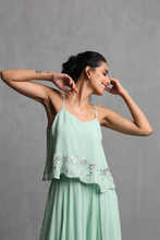 Load image into Gallery viewer, Mint green Spaghetti Crop Top &amp; Plazzo Set - The Grand Trunk