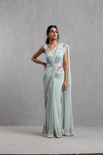 Load image into Gallery viewer, Ice Blue Gota Work Organza Draped Sari - The Grand Trunk