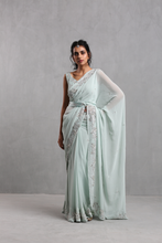 Load image into Gallery viewer, Ice Blue Gota Work Organza Draped Sari - The Grand Trunk