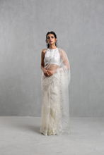 Load image into Gallery viewer, Ivory  Gota Work Organza Draped Sari - The Grand Trunk