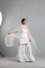 Load image into Gallery viewer, White Embroidered Spaghetti Sharara Set - The Grand Trunk