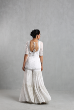 Load image into Gallery viewer, White Embroidered  Sharara Set - The Grand Trunk