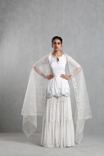 Load image into Gallery viewer, White Embroidered  Sharara Set - The Grand Trunk